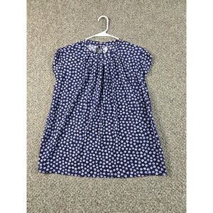 Elle Blouse Womens Large Blue Excellent Floral Summer Cottage Core Top